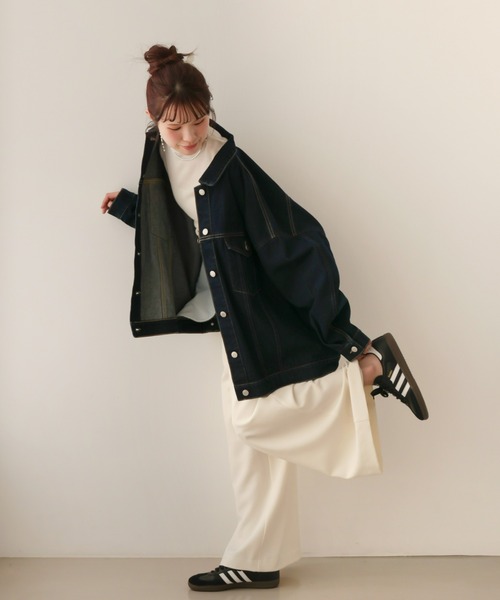 Olu.(オルドット)の「ビッグシルエットデニムジャケット(デニムジャケット・レディース・ブラック/インディゴブルー・FREE)」の15枚目の写真