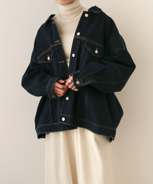 Olu.(オルドット)の「ビッグシルエットデニムジャケット(デニムジャケット・レディース・ブラック/インディゴブルー・FREE)」の11枚目の写真