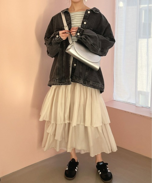 Olu.(オルドット)の「ビッグシルエットデニムジャケット(デニムジャケット・レディース・ブラック/インディゴブルー・FREE)」の20枚目の写真