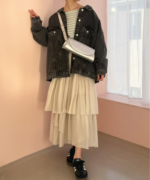 Olu.(オルドット)の「ビッグシルエットデニムジャケット(デニムジャケット・レディース・ブラック/インディゴブルー・FREE)」の22枚目の写真