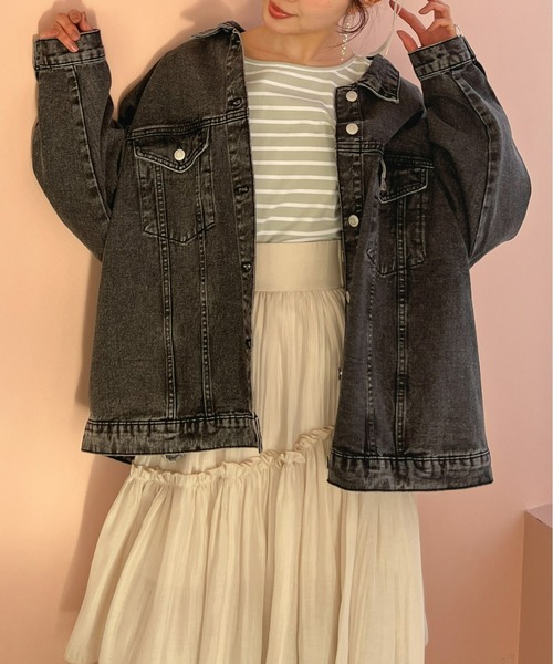 Olu.(オルドット)の「ビッグシルエットデニムジャケット(デニムジャケット・レディース・ブラック/インディゴブルー・FREE)」の18枚目の写真