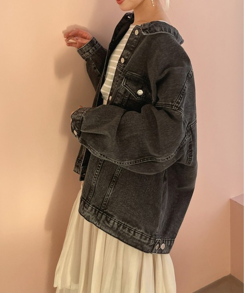Olu.(オルドット)の「ビッグシルエットデニムジャケット(デニムジャケット・レディース・ブラック/インディゴブルー・FREE)」の19枚目の写真