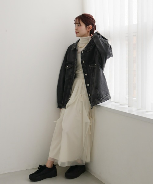 Olu.(オルドット)の「ビッグシルエットデニムジャケット(デニムジャケット・レディース・ブラック/インディゴブルー・FREE)」の6枚目の写真