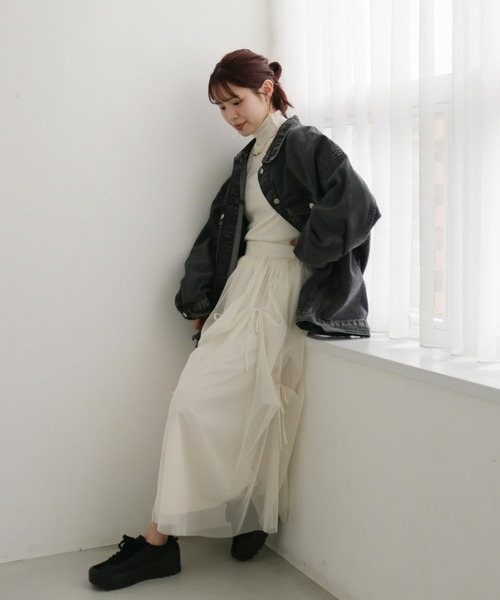 Olu.(オルドット)の「ビッグシルエットデニムジャケット(デニムジャケット・レディース・ブラック/インディゴブルー・FREE)」の7枚目の写真