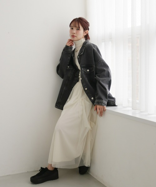 Olu.(オルドット)の「ビッグシルエットデニムジャケット(デニムジャケット・レディース・ブラック/インディゴブルー・FREE)」の8枚目の写真