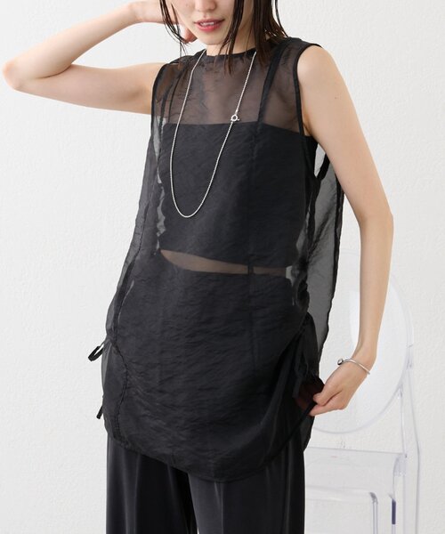 mystic（ミスティック）の「【3色展開】シアーノースリブラウス（シャツ/ブラウス・レディース・ブルー/ブラック/ベージュ・FREE）」の2枚目の写真