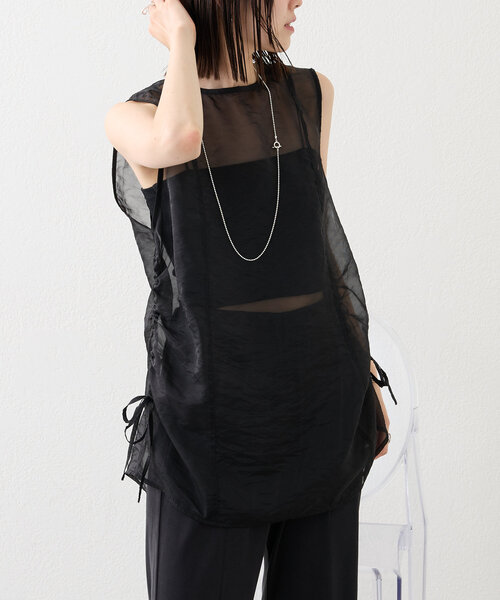 mystic（ミスティック）の「【3色展開】シアーノースリブラウス（シャツ/ブラウス・レディース・ブルー/ブラック/ベージュ・FREE）」の6枚目の写真