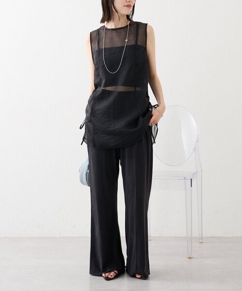 mystic（ミスティック）の「【3色展開】シアーノースリブラウス（シャツ/ブラウス・レディース・ブルー/ブラック/ベージュ・FREE）」の8枚目の写真