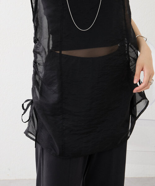 mystic（ミスティック）の「【3色展開】シアーノースリブラウス（シャツ/ブラウス・レディース・ブルー/ブラック/ベージュ・FREE）」の14枚目の写真