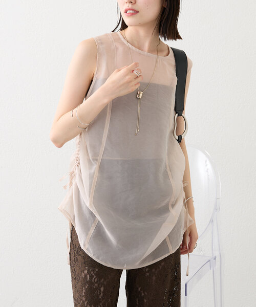 mystic（ミスティック）の「【3色展開】シアーノースリブラウス（シャツ/ブラウス・レディース・ブルー/ブラック/ベージュ・FREE）」の16枚目の写真