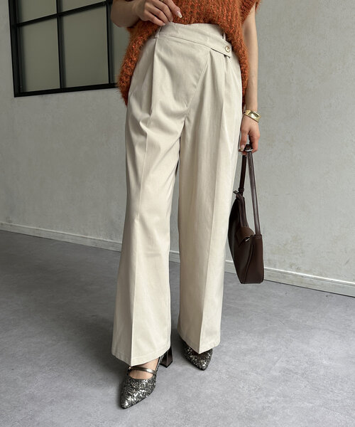 Thevon(ゼボン)の「ウエストクロスタックパンツ(その他パンツ・レディース・チャコールグレー/ブラック/ホワイト系その他/キャメル・S/M)」の13枚目の写真