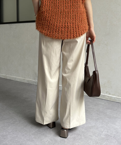 Thevon(ゼボン)の「ウエストクロスタックパンツ(その他パンツ・レディース・チャコールグレー/ブラック/ホワイト系その他/キャメル・S/M)」の11枚目の写真