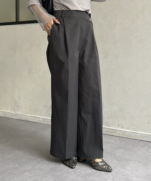 Thevon(ゼボン)の「ウエストクロスタックパンツ(その他パンツ・レディース・チャコールグレー/ブラック/ホワイト系その他/キャメル・S/M)」の20枚目の写真