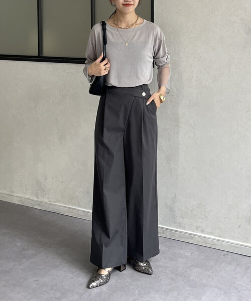 Thevon(ゼボン)の「ウエストクロスタックパンツ(その他パンツ・レディース・チャコールグレー/ブラック/ホワイト系その他/キャメル・S/M)」の18枚目の写真