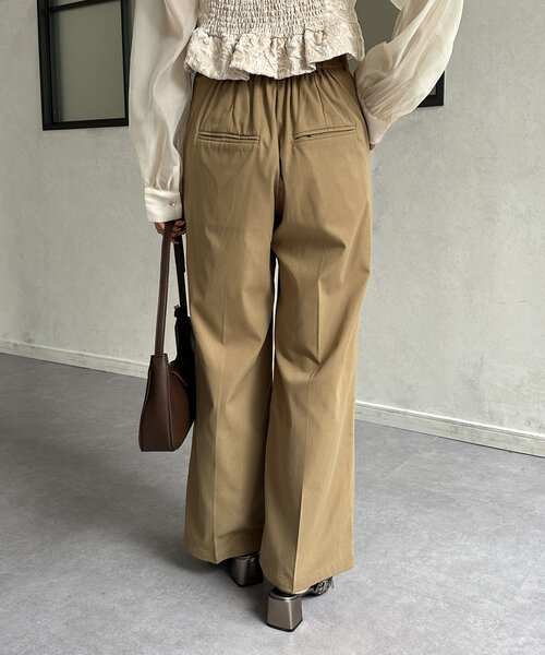 Thevon(ゼボン)の「ウエストクロスタックパンツ(その他パンツ・レディース・チャコールグレー/ブラック/ホワイト系その他/キャメル・S/M)」の6枚目の写真