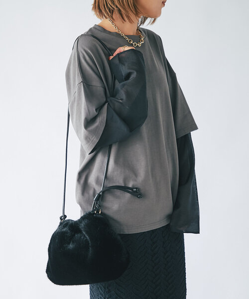 un dix cors（アンディコール）の「ファー巾着バッグ（ハンドバッグ・レディース・ブラック/グレー/ホワイト・FREE）」の22枚目の写真