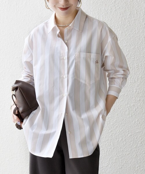 SHIPS any（シップス エニィ）の「SHIPS any:〈洗濯機可能〉REPREVE レギュラーカラー ルーズ ポケット シャツ（シャツ/ブラウス・レディース・ライトブルー/ホワイト/ブラウン/ネイビー/ブルー系その他/グリーン系その他/ワイン/ベージュ・36/38）」の4枚目の写真