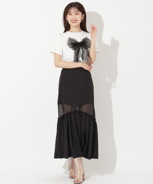 chokoram i c i後ろリボンＴシャツとサンダル セール】シアービッグリボンTシャツ（Tシャツ/カットソー）｜AND