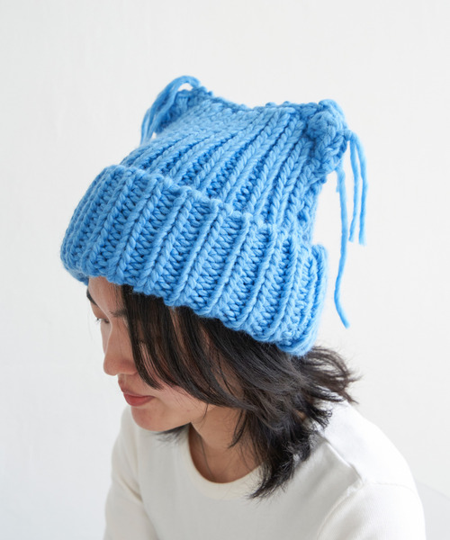 VENCEEXCHANGE（ヴァンスエクスチェンジ）の「ローゲージねこみみニット帽/猫耳/ネコ（ニットキャップ/ビーニー・レディース・アイボリー/ブラック/ブルー・FREE）」の13枚目の写真