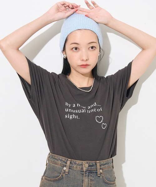 セール】ラインストーン ハートTシャツ（Tシャツ/カットソー