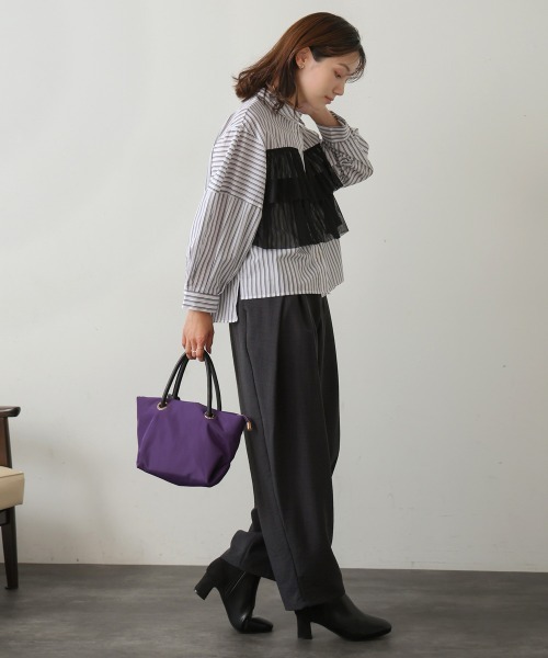 【セール】ストライプチュールフリルシャツ（Tシャツ/カットソー）｜Bou Jeloud（ブージュルード）