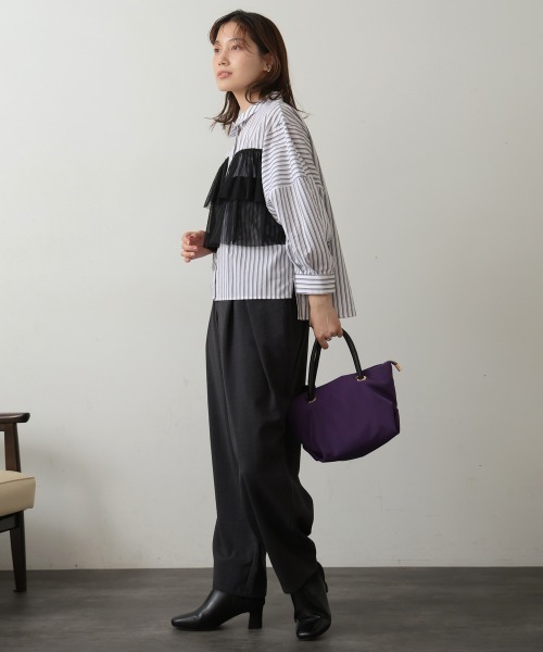 【セール】ストライプチュールフリルシャツ（Tシャツ/カットソー）｜Bou Jeloud（ブージュルード）