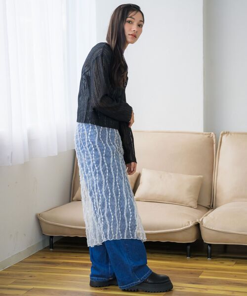 RETRO GIRL（レトロガール）の「スカシ柄カットカーデ（カーディガン/ボレロ・レディース・ブラック/ナチュラル/ブルー・FREE）」の18枚目の写真