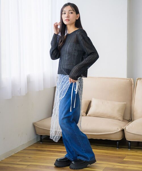 RETRO GIRL（レトロガール）の「スカシ柄カットカーデ（カーディガン/ボレロ・レディース・ブラック/ナチュラル/ブルー・FREE）」の19枚目の写真