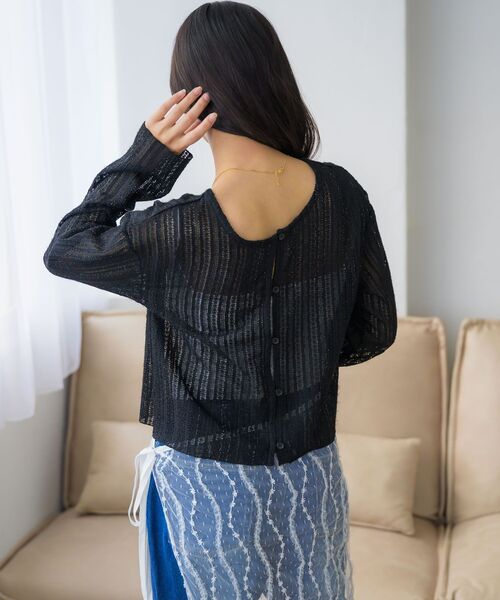 RETRO GIRL（レトロガール）の「スカシ柄カットカーデ（カーディガン/ボレロ・レディース・ブラック/ナチュラル/ブルー・FREE）」の21枚目の写真