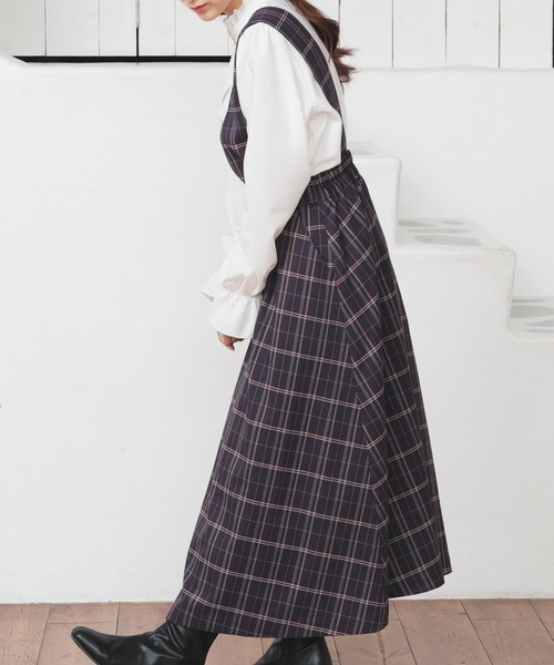 Honeys（ハニーズ）の「Ｖネックジャンスカ（ジャンパースカート・レディース・グレー系/ネイビー系/ブラウン系・SS/S/M/L/LL/3L）」の6枚目の写真