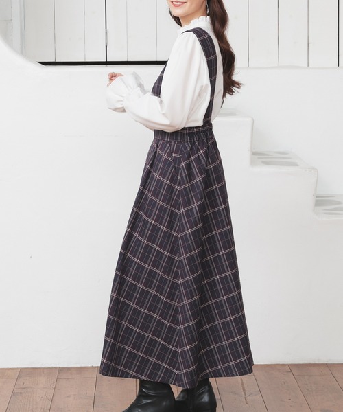 Honeys（ハニーズ）の「Ｖネックジャンスカ（ジャンパースカート・レディース・グレー系/ネイビー系/ブラウン系・SS/S/M/L/LL/3L）」の17枚目の写真