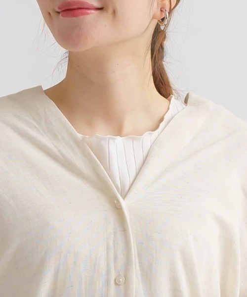 LOSUCA（ロスカ）の「綿麻レーヨン　Vネック羽織ワンピース（ワンピース・レディース・ナチュラル/チャコール・FREE）」の8枚目の写真