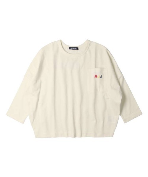 Moujonjon（ムージョンジョン）の「バックプリントロゴ刺繍ワイド長袖Tシャツ・ロンT（Tシャツ/カットソー・キッズ・オフホワイト/ネイビー/ワインレッド/グリーン・80/90/100/110/120/130/140）」の5枚目の写真