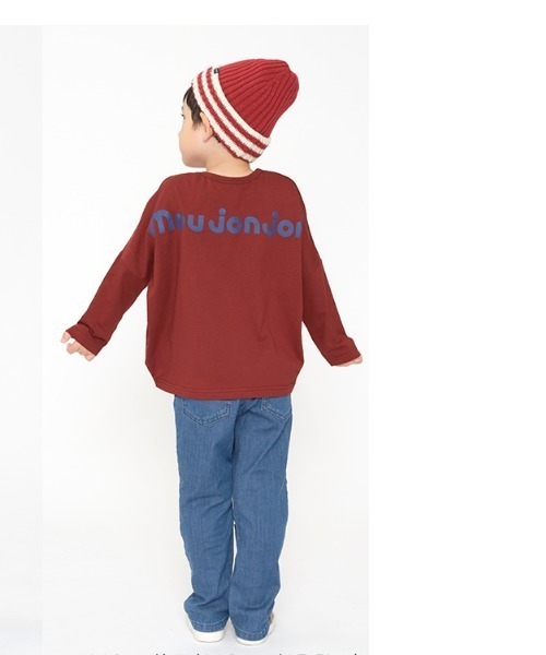 Moujonjon（ムージョンジョン）の「バックプリントロゴ刺繍ワイド長袖Tシャツ・ロンT（Tシャツ/カットソー・キッズ・オフホワイト/ネイビー/ワインレッド/グリーン・80/90/100/110/120/130/140）」の18枚目の写真