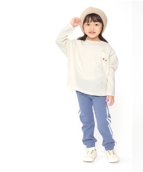 Moujonjon（ムージョンジョン）の「バックプリントロゴ刺繍ワイド長袖Tシャツ・ロンT（Tシャツ/カットソー・キッズ・オフホワイト/ネイビー/ワインレッド/グリーン・80/90/100/110/120/130/140）」の17枚目の写真