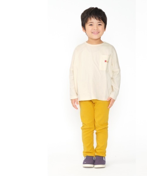 Moujonjon（ムージョンジョン）の「バックプリントロゴ刺繍ワイド長袖Tシャツ・ロンT（Tシャツ/カットソー・キッズ・オフホワイト/ネイビー/ワインレッド/グリーン・80/90/100/110/120/130/140）」の22枚目の写真