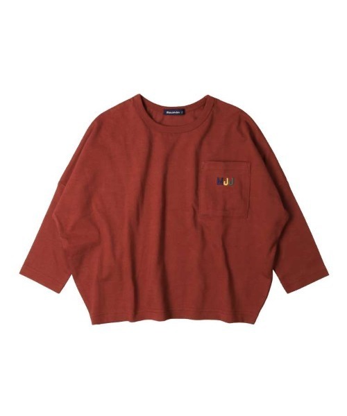 Moujonjon（ムージョンジョン）の「バックプリントロゴ刺繍ワイド長袖Tシャツ・ロンT（Tシャツ/カットソー・キッズ・オフホワイト/ネイビー/ワインレッド/グリーン・80/90/100/110/120/130/140）」の11枚目の写真