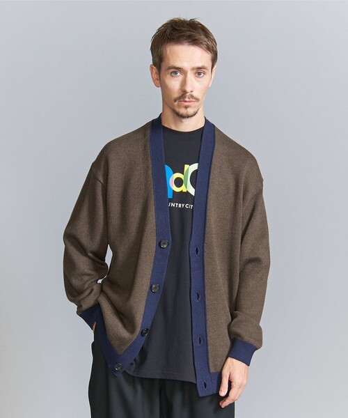 BEAUTY&YOUTH UNITED ARROWS(ビューティーアンドユースユナイテッドアローズ)の「メランジ トリム Vネック カーディガン ‐ウォッシャブル‐(カーディガン/ボレロ・メンズ・ダークグレー/ダークブラウン・L/M/S/XL)」の3枚目の写真