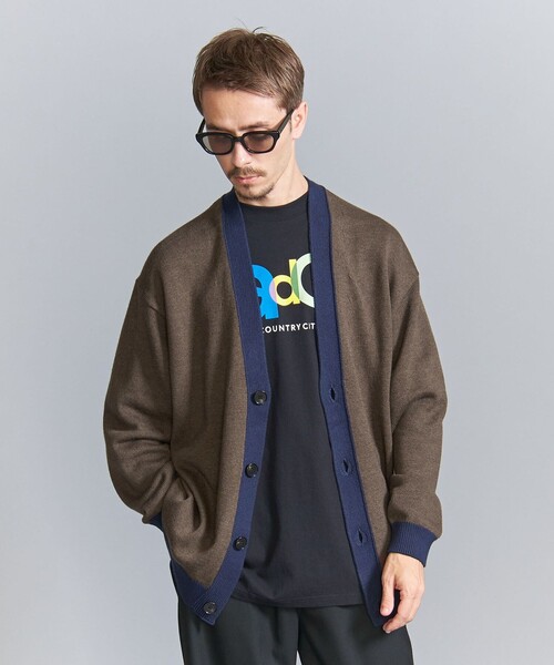 BEAUTY&YOUTH UNITED ARROWS(ビューティーアンドユースユナイテッドアローズ)の「メランジ トリム Vネック カーディガン ‐ウォッシャブル‐(カーディガン/ボレロ・メンズ・ダークグレー/ダークブラウン・L/M/S/XL)」の4枚目の写真