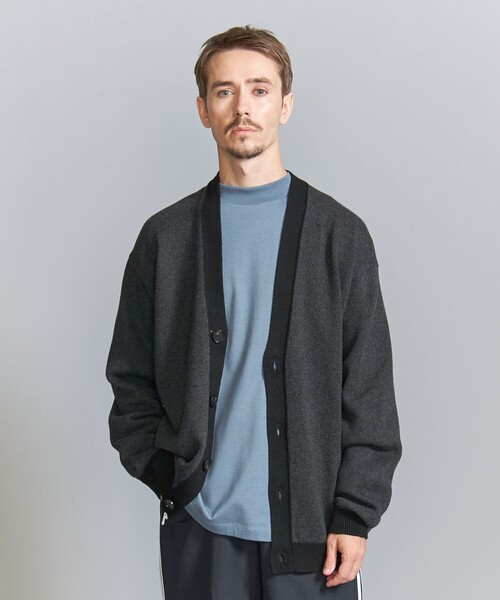 BEAUTY&YOUTH UNITED ARROWS(ビューティーアンドユースユナイテッドアローズ)の「メランジ トリム Vネック カーディガン ‐ウォッシャブル‐(カーディガン/ボレロ・メンズ・ダークグレー/ダークブラウン・L/M/S/XL)」の7枚目の写真