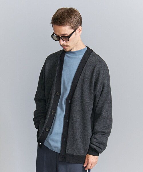BEAUTY&YOUTH UNITED ARROWS(ビューティーアンドユースユナイテッドアローズ)の「メランジ トリム Vネック カーディガン ‐ウォッシャブル‐(カーディガン/ボレロ・メンズ・ダークグレー/ダークブラウン・L/M/S/XL)」の8枚目の写真
