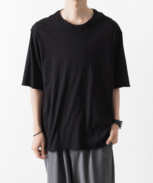 【原価ぶっ壊し割引】コットンジャージーTシャツ 80/2 ピマコットンジャージー オーバーサイズド レイヤードS/S