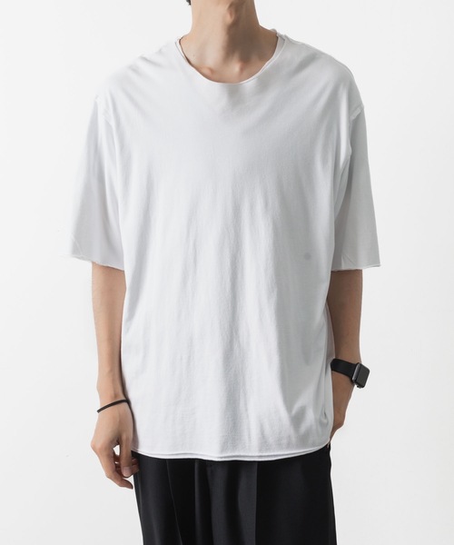 ATTACHMENT（アタッチメント）の「80/2 ピマコットンジャージー オーバーサイズド レイヤードS/S/ TEE / 80/2 PIMA CO JERSEY OVERSIZED LAYERED S/S TEE（Tシャツ/カットソー・メンズ・ホワイト/ブラック/ライトブラウン/ブラック系・1/3/2）」の5枚目の写真