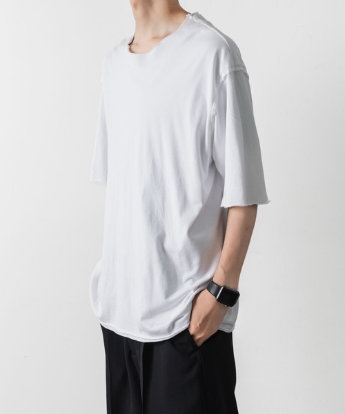 ATTACHMENT（アタッチメント）の「80/2 ピマコットンジャージー オーバーサイズド レイヤードS/S/ TEE / 80/2 PIMA CO JERSEY OVERSIZED LAYERED S/S TEE（Tシャツ/カットソー・メンズ・ホワイト/ブラック/ライトブラウン/ブラック系・1/3/2）」の6枚目の写真