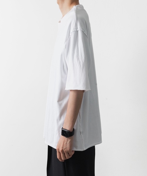 ATTACHMENT（アタッチメント）の「80/2 ピマコットンジャージー オーバーサイズド レイヤードS/S/ TEE / 80/2 PIMA CO JERSEY OVERSIZED LAYERED S/S TEE（Tシャツ/カットソー・メンズ・ホワイト/ブラック/ライトブラウン/ブラック系・1/3/2）」の7枚目の写真