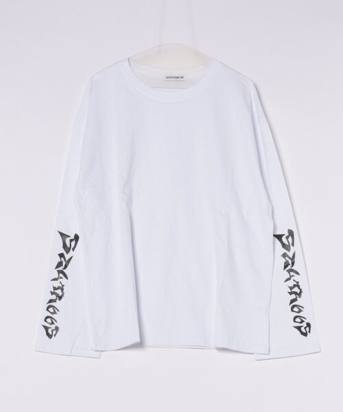 Bz】【WARAIJOGO】袖プリントモノトーン長袖Tシャツ/ロンT（Tシャツ