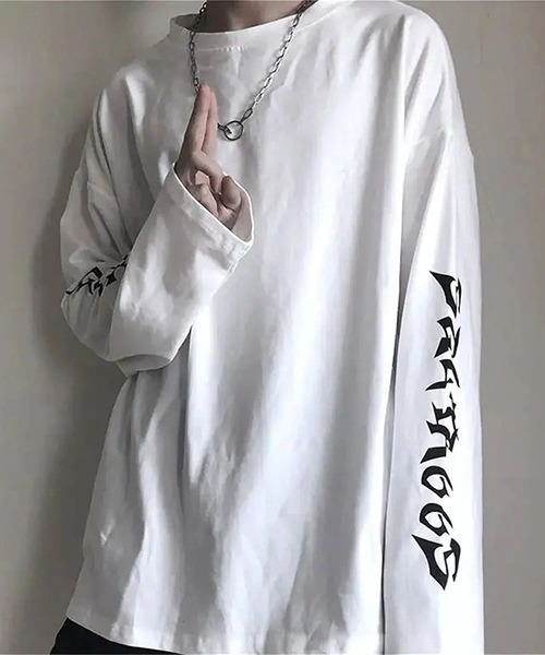 ARCHIVER(アーカイバ)の「【Bz】【WARAIJOGO】袖プリントモノトーン長袖Tシャツ/ロンT(Tシャツ/カットソー・メンズ・ブラック/ホワイト・FREE)」の7枚目の写真