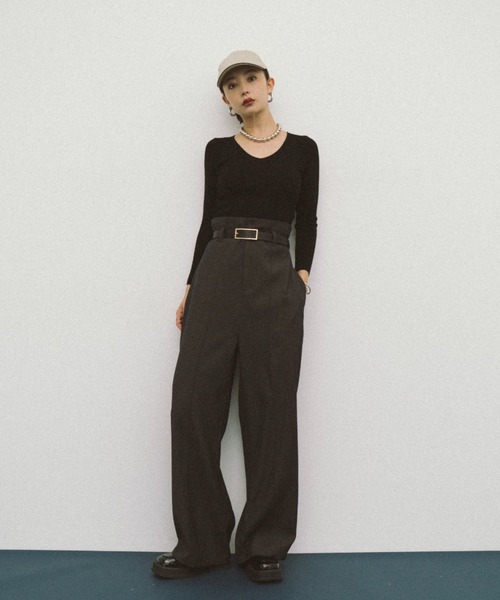 HANNE(アン)の「ピンタックハイウエストパンツ(その他パンツ・レディース・ブラック/カーキ/グレー・FREE/SMALL)」の13枚目の写真