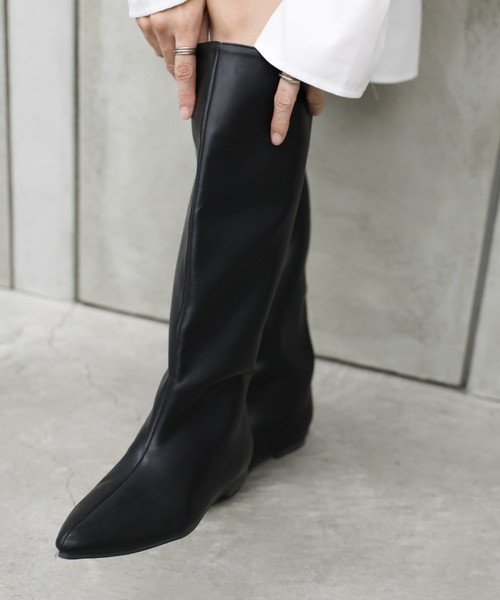 select MOCA（セレクトモカ）の「ワイドシャフトロングブーツ（ブーツ・レディース・ブラック・MEDIUM/LARGE/SMALL）」の5枚目の写真