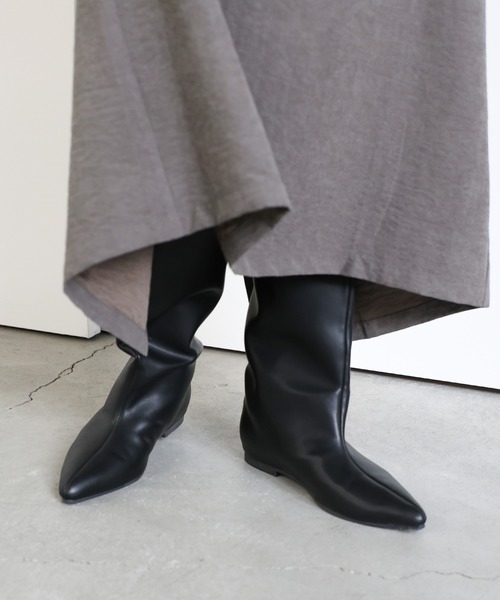 セール】ワイドシャフトロングブーツ（ブーツ）｜select MOCA